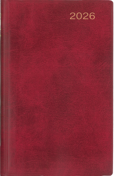 Michael Gerasch:   Taschenkalender 2026.   Roter Cabra-Lederfaserstoffeinband