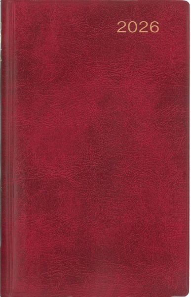 Michael Gerasch:   Taschenkalender 2026.   Roter Cabra-Lederfaserstoffeinband